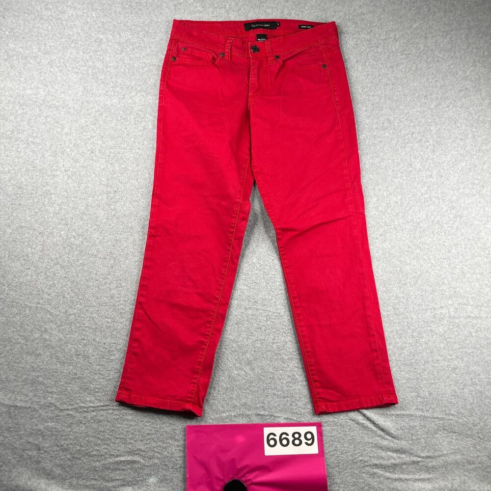 Calvin Klein Jeans Skinny Crop Womens Size 6 Bright Red Casual